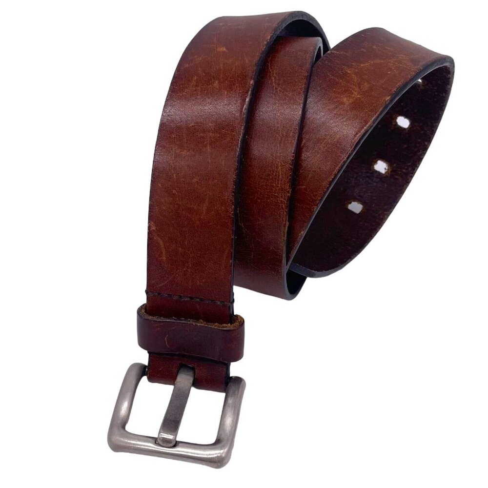 Vegetable Tanned Cowhide Leather Belt Men's Size Large Brown Casual Work Office - Picture 1 of 4